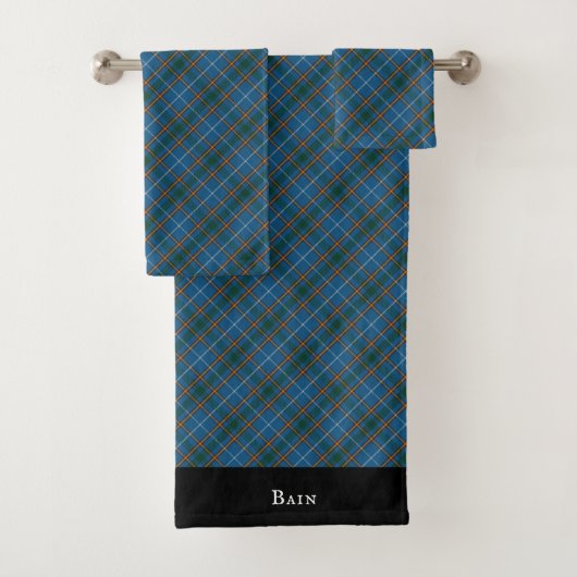 Bain Clan Scottish Tartan Pset Pattern Bad Handdoek (Insitu)