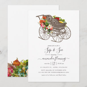 Bain de bébé floral vintage Invitation à boire et 