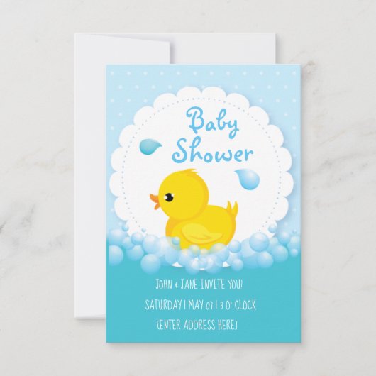 Bain de canard Invitations de douche pour bébé (Devant)