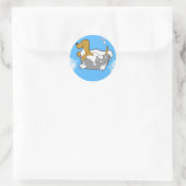 Bain de chien sur Stickers Rond Classique (Sac)