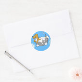 Bain de chien sur Stickers Rond Classique (Enveloppe)