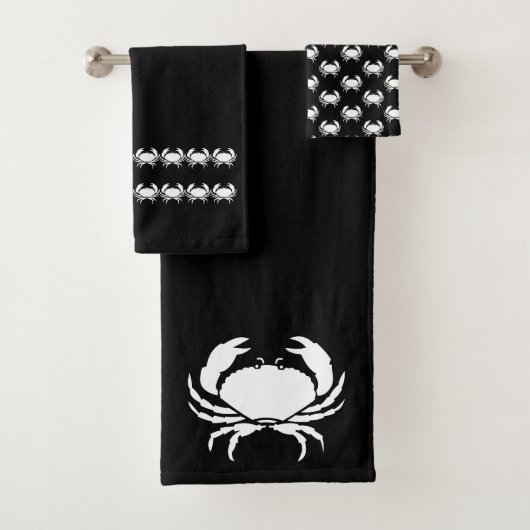 Bain de crabe Ensemble de serviettes noir et blanc (En situation)