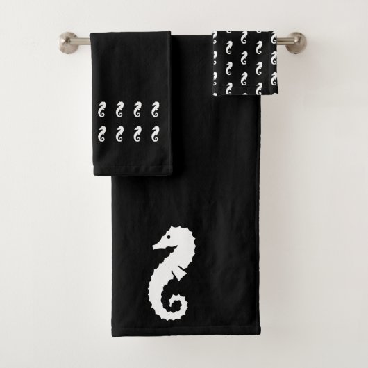 Bain de Seahorse Ensemble de serviettes noir et bl (En situation)