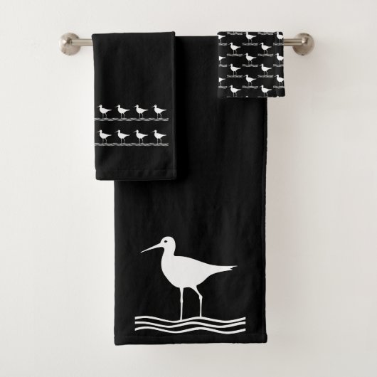Bain d'oiseau Bain Serviette noir et blanc (En situation)