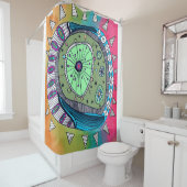 Bain Douche rideau soleil tourbillonner rose vert (En situation)