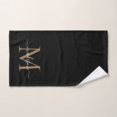 Bain Élégant Moderne Monogramme Or Noir Nom Script (Serviette à main)
