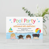 Bain Enfants Piscine Invitations Anniversaire │ Ve (Debout devant)