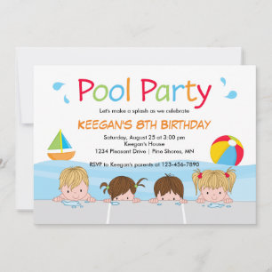 Bain Enfants Piscine Invitations Anniversaire │ Ve