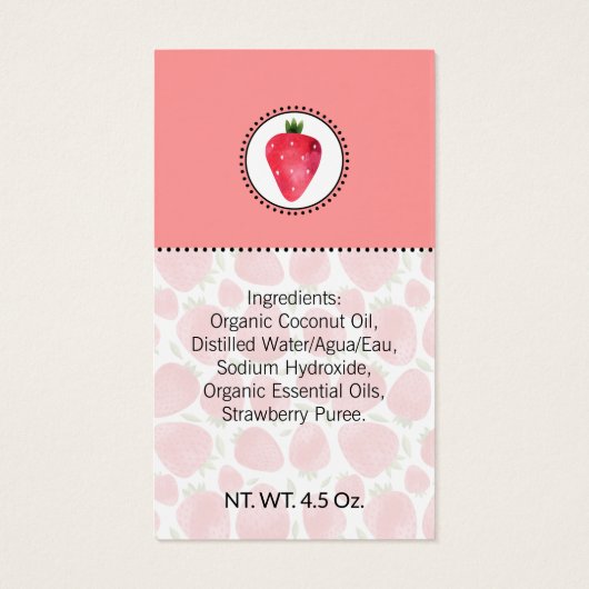 Bain et Étiquette de corps faits maison fraise | B (Dos)