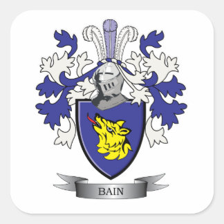 Bain Family Crest Coat of Arms Vierkante Sticker