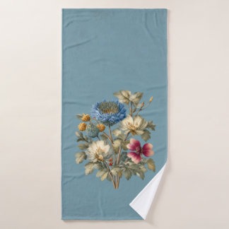 Bain floral bleu et rose vintage