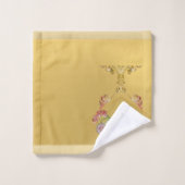 Bain Floral d'or avec nom Ensemble de serviettes (Gant de toilette)