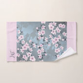 Bain Floral rose gris rose cerisier bleu (Serviette à main)