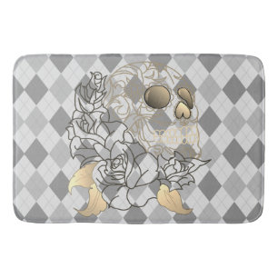 Bain Rétro tapis gris jaune à motifs de losanges de