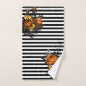 Bain Rose de Fleur Orange Bande noire Halloween (Serviette à main)