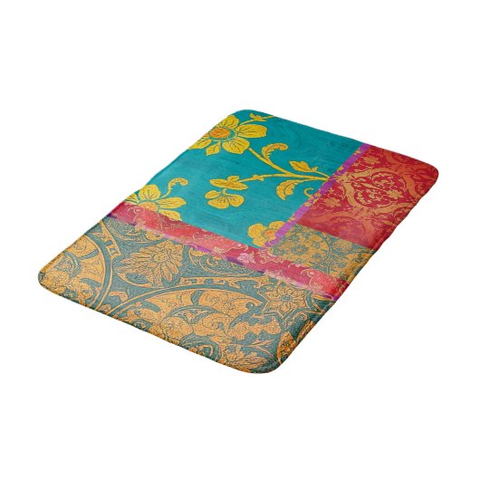 Bain Rouge vert couleur ORIENTAL - Tapis de natte (Angle)
