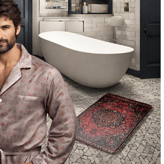 Bain Visage de tapis persan en champ teinté rose