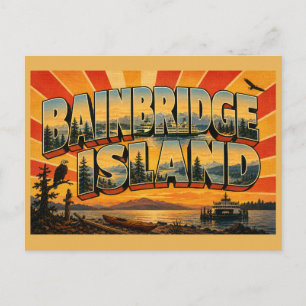 Bainbridge Island VA Veerboot Geluid Bos Kunst Briefkaart