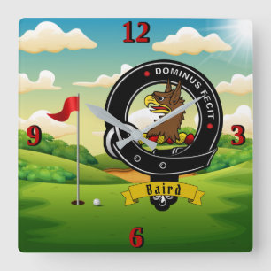 Baird Clan Badge Golf Vierkante Klok