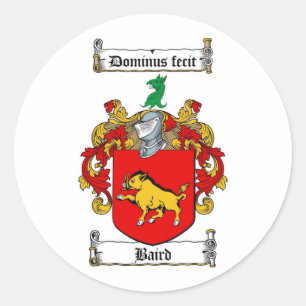 BAIRD FAMILY CREST - BAIRD WAPEN RONDE STICKER