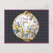 Baird Weathered Scottish Tartan Easter Floral Feestdagenkaart (Voorkant)