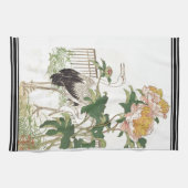 Bairei Japon Crane Bird Peony Serviette de cuisine (Horizontal)