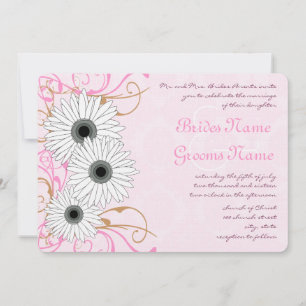 Baise Blanche Sur Invitation Pink Mariage damassé