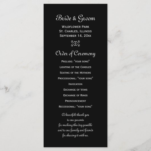 Baise blanche sur le programme de mariage noir (Dos)