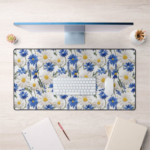 Baisée Blanche Embossée Avec Fleurs Bleues Nigella