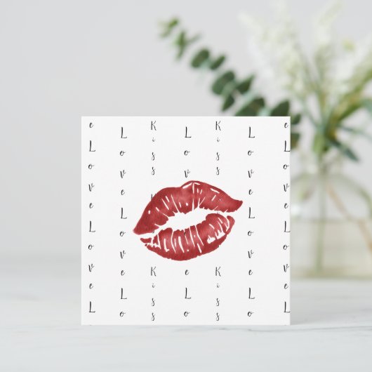 Baiser au rouge à lèvres Carte postale (Debout devant)