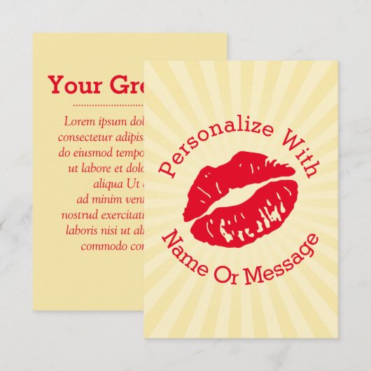 Baiser au rouge à lèvres (rouge) Carte d'invitatio (Devant / Derrière)