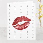 Baiser au rouge à lèvres sur carte postale (Fleur jaune)