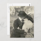 baiser avec une carte postale en fourrure (Devant / Derrière)