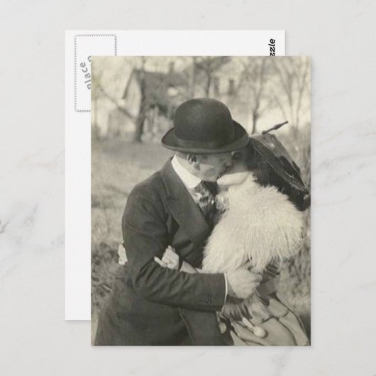baiser avec une carte postale en fourrure (Devant / Derrière)