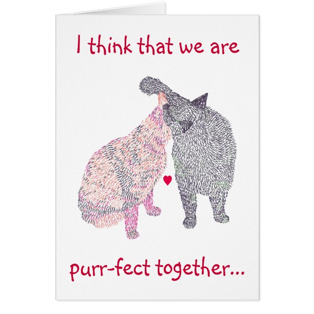 Baiser de chat, carte de proposition de mariage, (Devant)