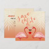 Baiser de cœur de flamant rose carte de rendez-vou (Devant / Derrière)