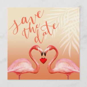 Baiser de cœur de flamant rose carte de rendez-vou