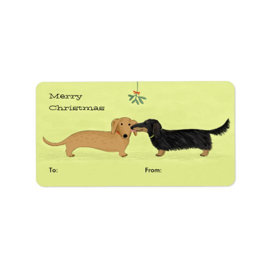 Baiser de gui de teckel - Noël de chien de Étiquette D'adresse