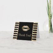 Baiser Doré Moderne Rayures Noires et Dorées Merci (Devant)