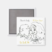 Baiser mignon Enregistrer la date Mariage Magnets (Recto/Verso)