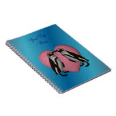 Baiser Penguins Coeur rose Carnet personnalisé (Côté Droit)