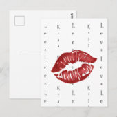 baiser rouge à lèvres Carte postale (Devant / Derrière)