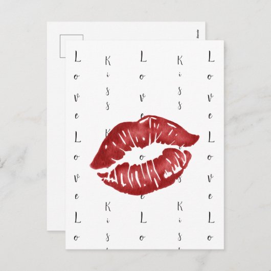baiser rouge à lèvres Carte postale (Devant / Derrière)