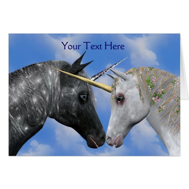 Baiser Unicorns Imaginaire Cheval Carte photo (Devant horizontal)