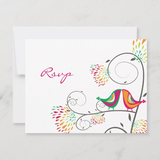Baiser Whimsical Inséparables d'été mariage RSVP (Dos)