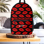 Baisers à lèvres Noir et Rouge Sac à dos imprimé à