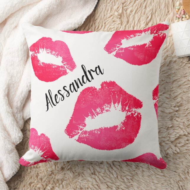 Baisers à lèvres rose personnalisées - Coussin amu (Couverture)