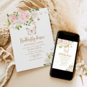 Baisers à papillon baby shower invitation
