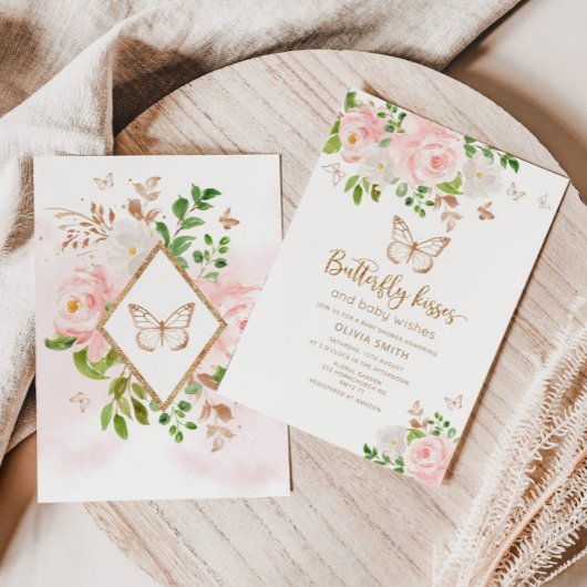 Baisers à papillon baby shower invitation