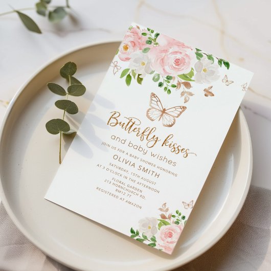 Baisers à papillon baby shower invitation